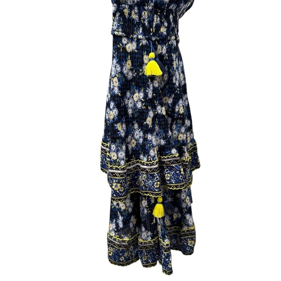 Poupette St. Barth Amora Floral Mini Dress Size S Tiered Tassels Coastal Boho - Picture 5 of 11
